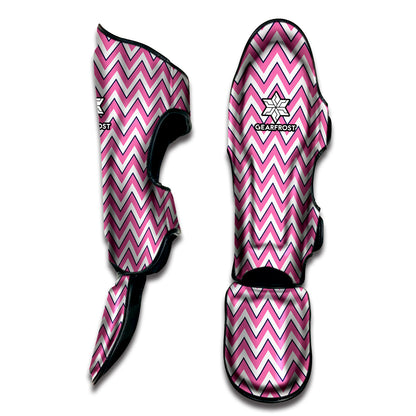 Pink White And Navy Chevron Print Muay Thai Shin Guard