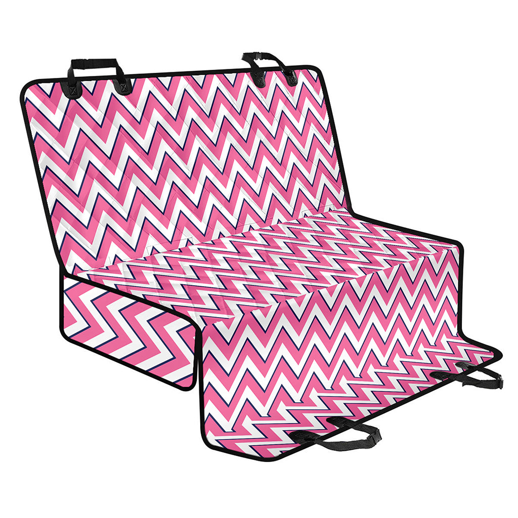 Pink White And Navy Chevron Print Pet Car Back Seat Cover