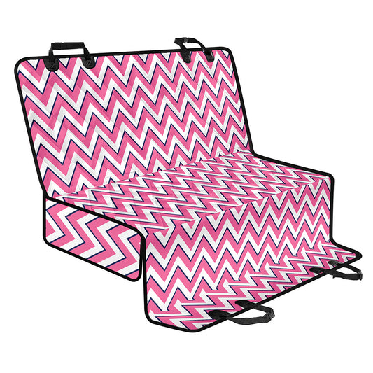 Pink White And Navy Chevron Print Pet Car Back Seat Cover