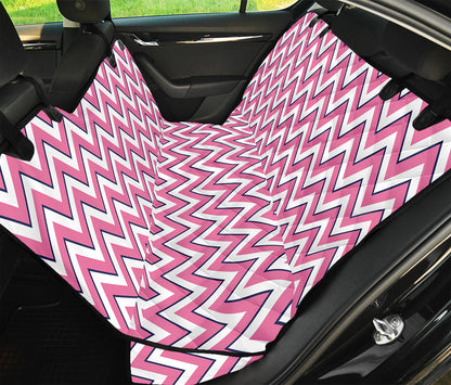 Pink White And Navy Chevron Print Pet Car Back Seat Cover