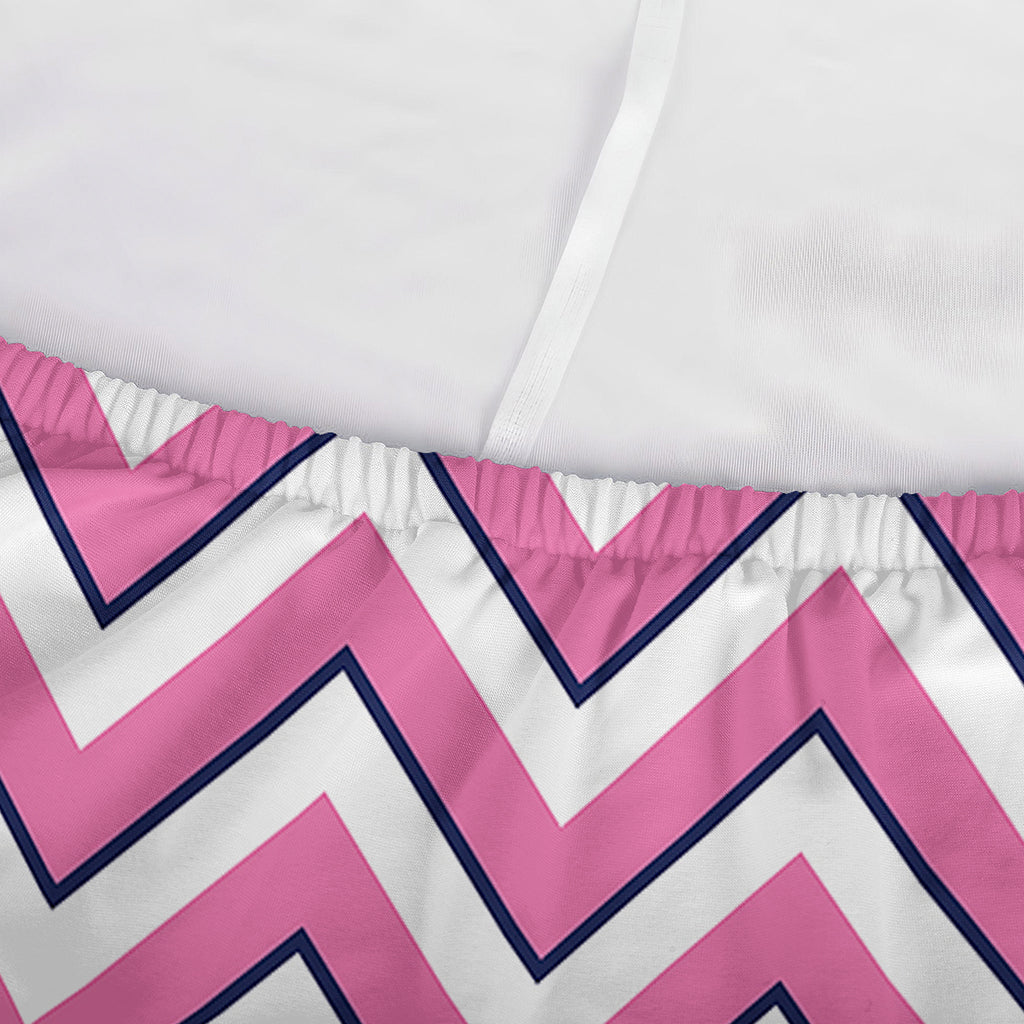 Pink White And Navy Chevron Print Sofa Cover