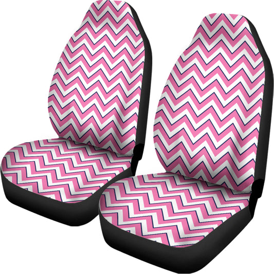 Pink White And Navy Chevron Print Universal Fit Car Seat Covers