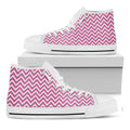 Pink White And Navy Chevron Print White High Top Sneakers