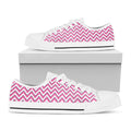 Pink White And Navy Chevron Print White Low Top Sneakers