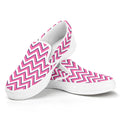 Pink White And Navy Chevron Print White Slip On Sneakers