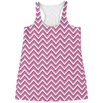 Pink White And Navy Chevron Print Women's Racerback Tank Top
