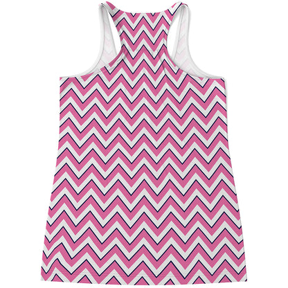 Pink White And Navy Chevron Print Women's Racerback Tank Top