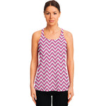 Pink White And Navy Chevron Print Women's Racerback Tank Top