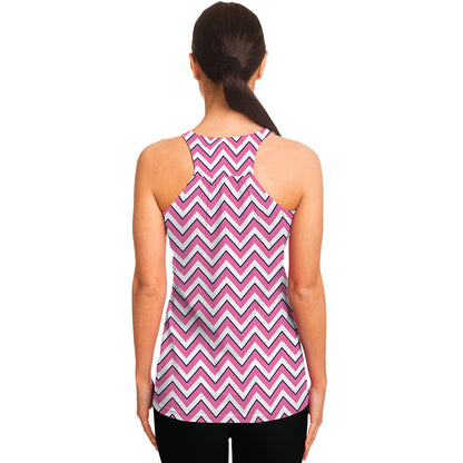 Pink White And Navy Chevron Print Women's Racerback Tank Top