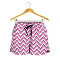 Pink White And Navy Chevron Print Women's Shorts