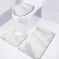 Pink White Grey Marble Print 3 Piece Bath Mat Set