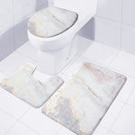 Pink White Grey Marble Print 3 Piece Bath Mat Set