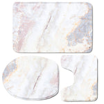 Pink White Grey Marble Print 3 Piece Bath Mat Set
