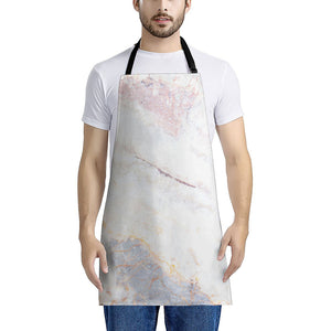 Pink White Grey Marble Print Apron