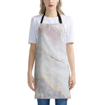 Pink White Grey Marble Print Apron