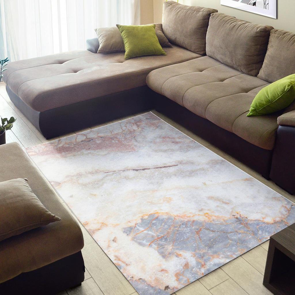 Pink White Grey Marble Print Area Rug GearFrost