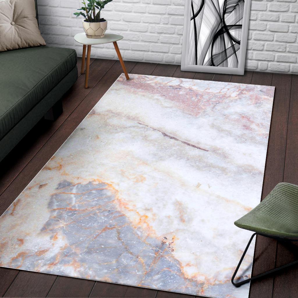 Pink White Grey Marble Print Area Rug GearFrost