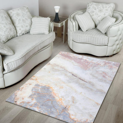 Pink White Grey Marble Print Area Rug GearFrost