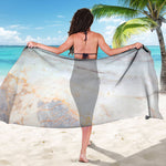Pink White Grey Marble Print Beach Sarong Wrap