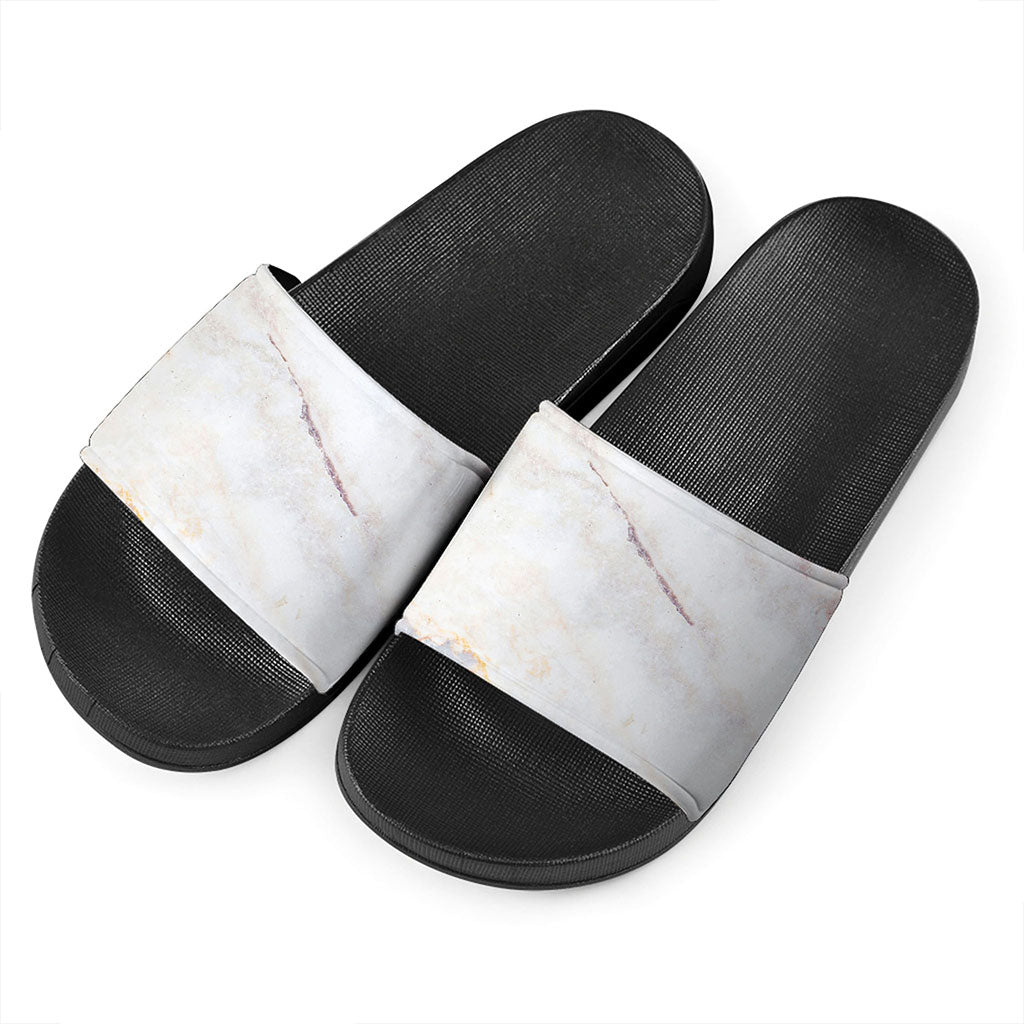 Pink White Grey Marble Print Black Slide Sandals
