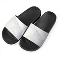 Pink White Grey Marble Print Black Slide Sandals