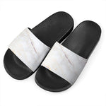 Pink White Grey Marble Print Black Slide Sandals
