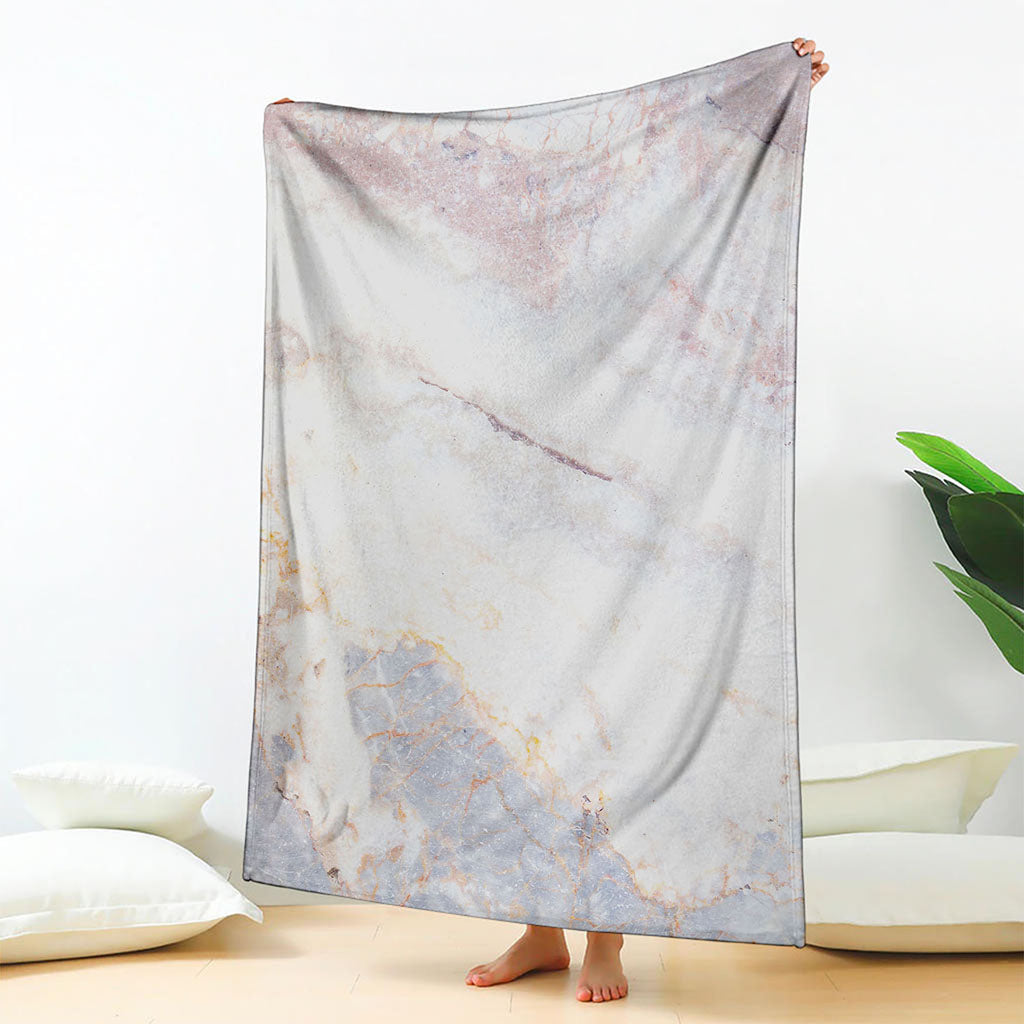 Pink White Grey Marble Print Blanket