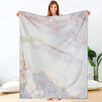 Pink White Grey Marble Print Blanket