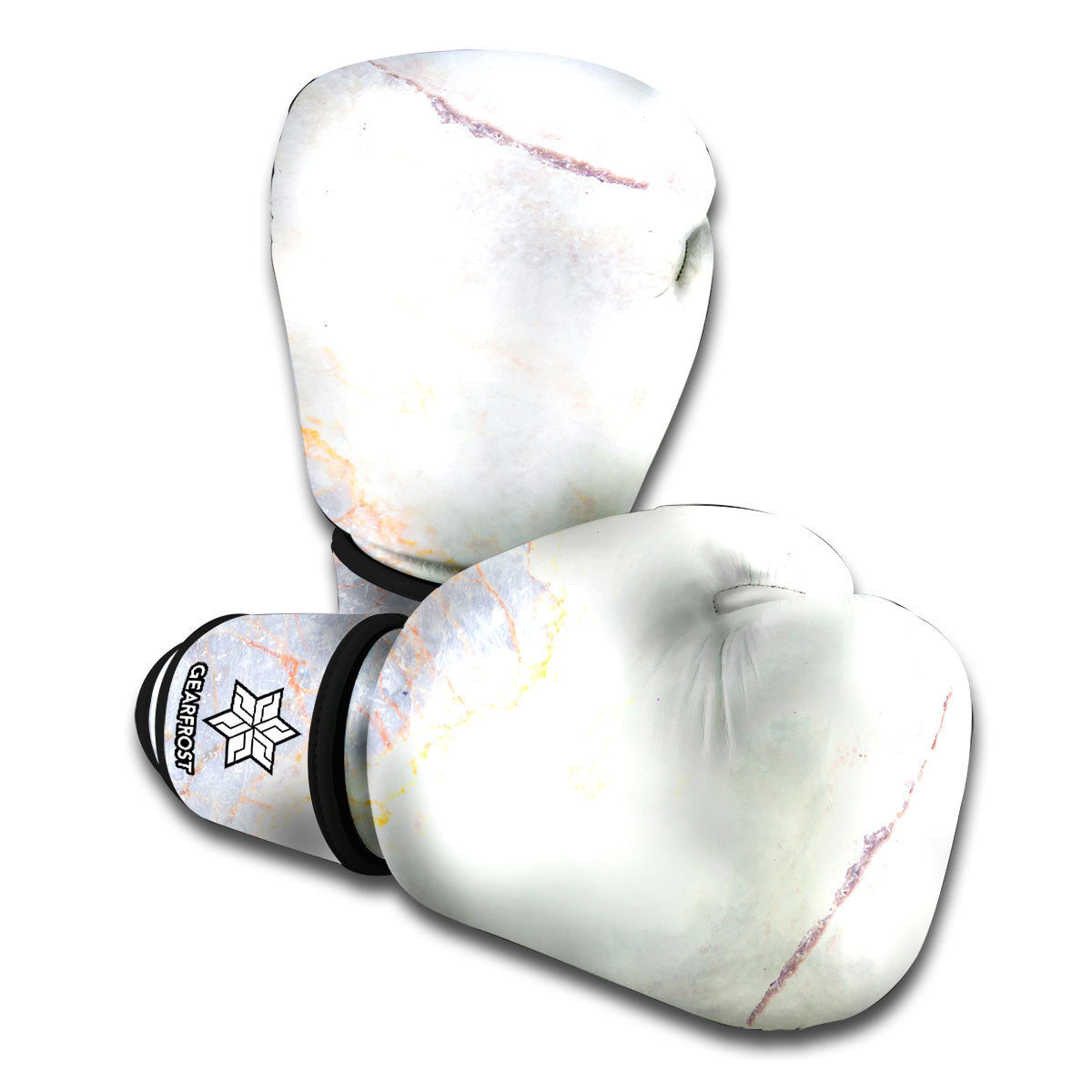 Pink White Grey Marble Print Boxing Gloves