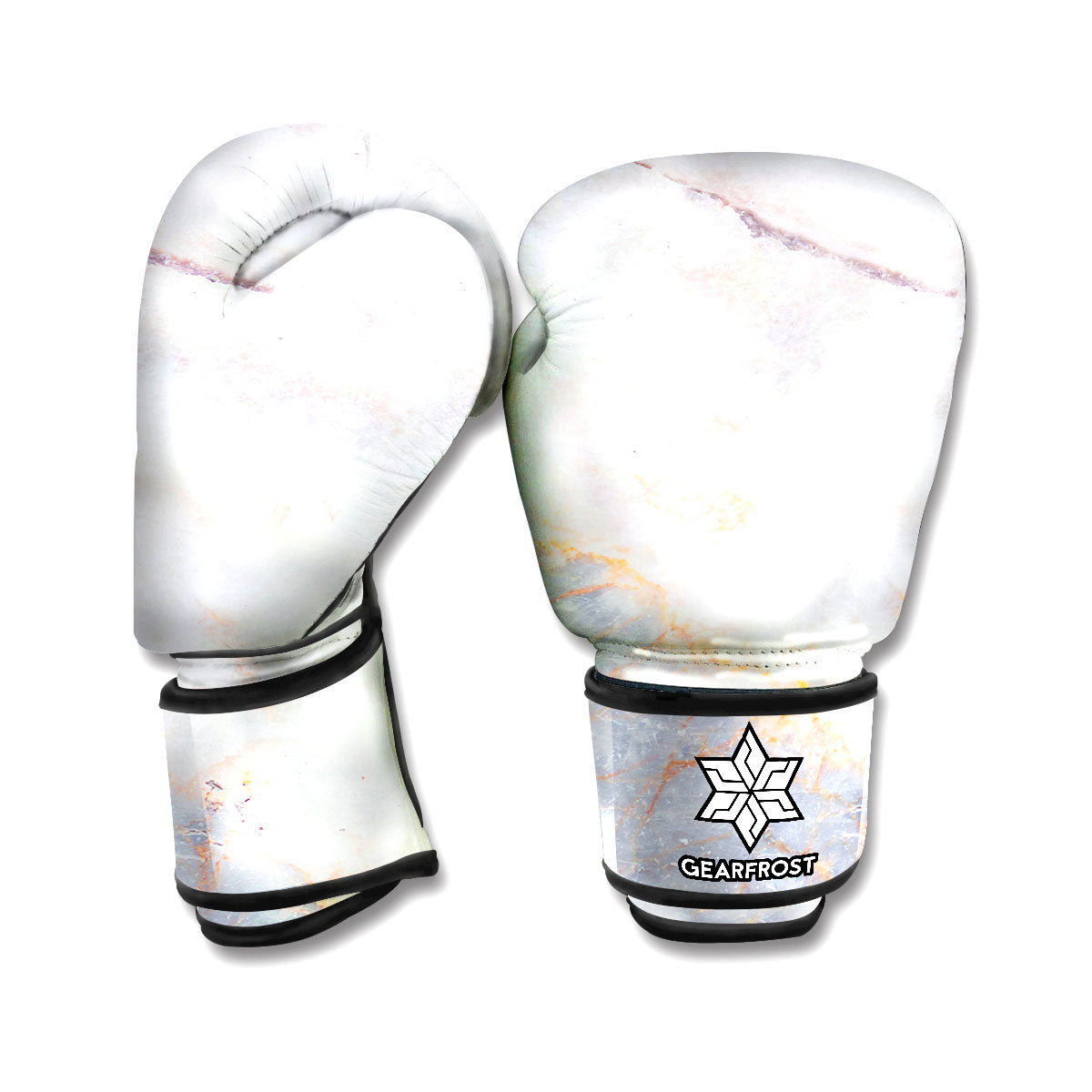 Pink White Grey Marble Print Boxing Gloves