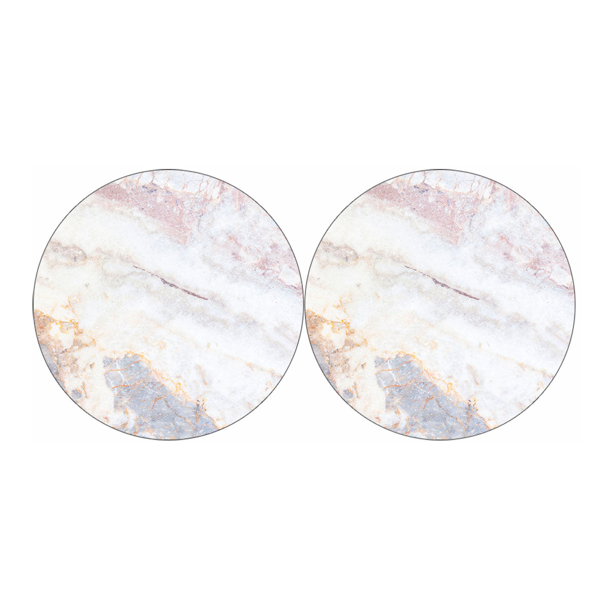 Pink White Grey Marble Print Car Coasters