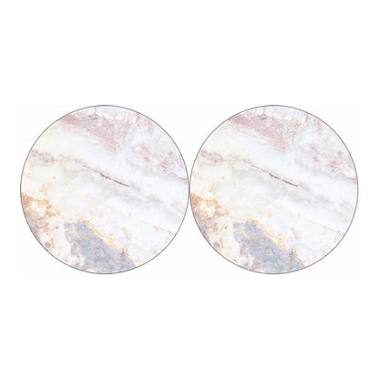 Pink White Grey Marble Print Car Coasters