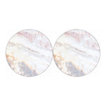 Pink White Grey Marble Print Car Coasters