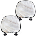 Pink White Grey Marble Print Car Headrest Covers