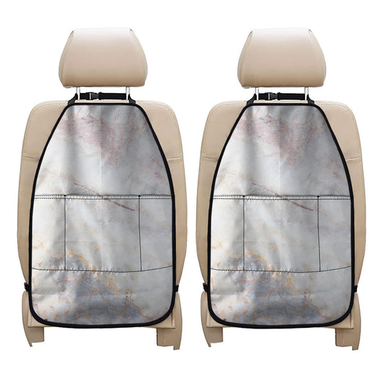 Pink White Grey Marble Print Car Seat Organizers