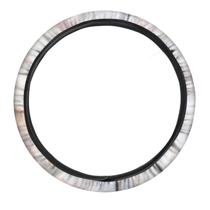 Pink White Grey Marble Print Car Steering Wheel Cover