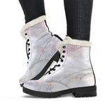 Pink White Grey Marble Print Comfy Boots GearFrost