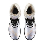 Pink White Grey Marble Print Comfy Boots GearFrost