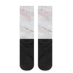 Pink White Grey Marble Print Crew Socks