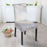 Pink White Grey Marble Print Dining Chair Slipcover