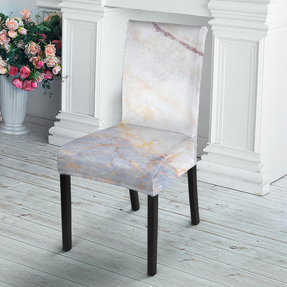 Pink White Grey Marble Print Dining Chair Slipcover