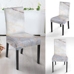 Pink White Grey Marble Print Dining Chair Slipcover