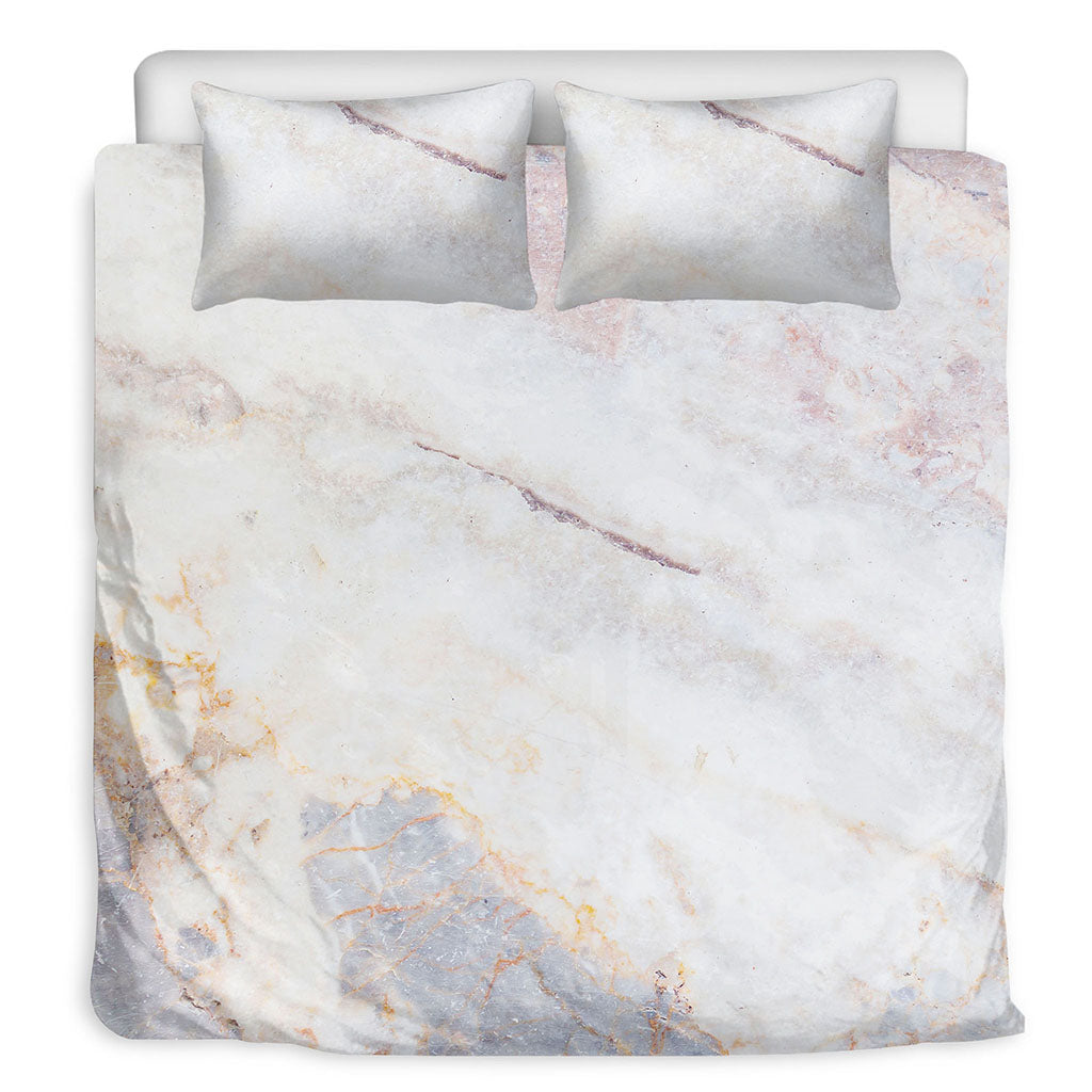 Pink White Grey Marble Print Duvet Cover Bedding Set