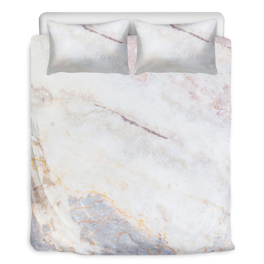 Pink White Grey Marble Print Duvet Cover Bedding Set