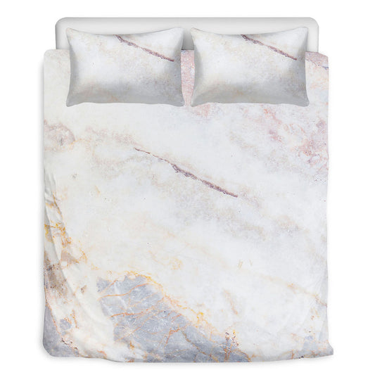 Pink White Grey Marble Print Duvet Cover Bedding Set