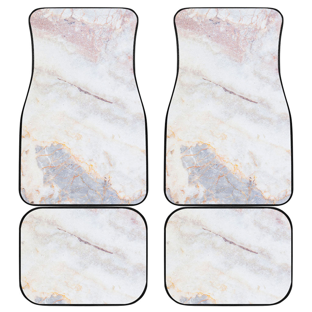 Pink White Grey Marble Print Front and Back Car Floor Mats