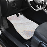 Pink White Grey Marble Print Front and Back Car Floor Mats