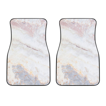 Pink White Grey Marble Print Front Car Floor Mats