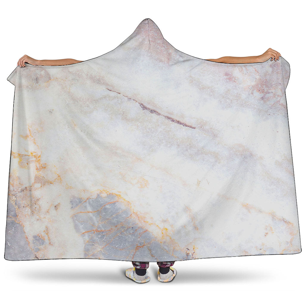 Pink White Grey Marble Print Hooded Blanket
