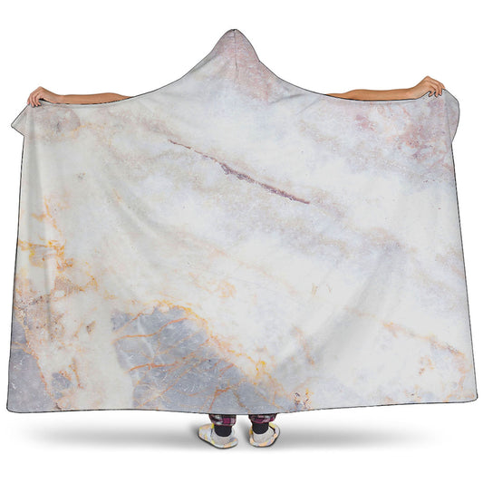 Pink White Grey Marble Print Hooded Blanket